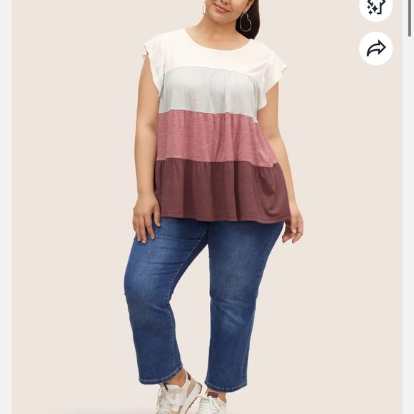 BloomChic Plus Size 2XL Color Block Contrast Cap Sleeve Tank Top us18-20 - Picture 4 of 8